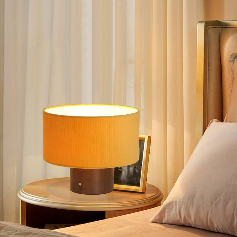 10 in. Modern Small Table Lamp with Corduroy Shade and Touch Switch for Kid Room, Living Room