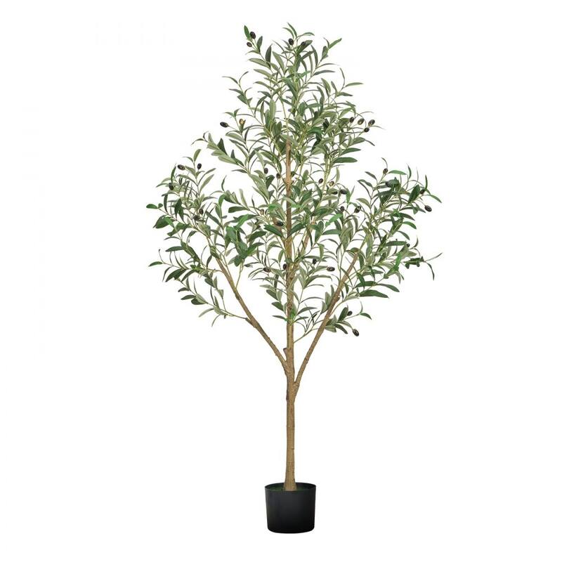 5 ft Artificial Olive Tree with 42 Fruits and 720 Lifelike Leaves Flexible Branches for Home - 28.74 x 28.74 x 60.63 in