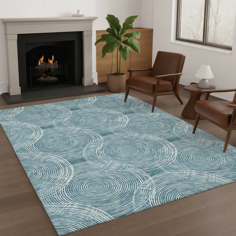Machine Washable Indoor/ Outdoor Modern Pune Chantille Rug