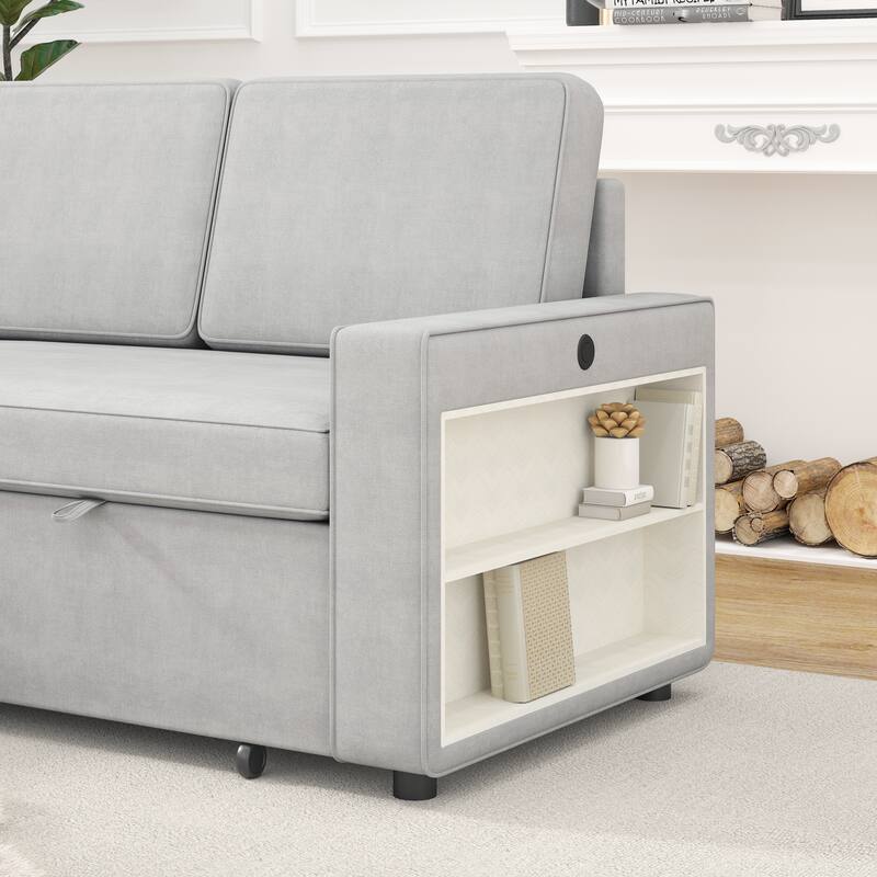 L-Shaped Couch Convertible Sofa Bed with Storage Chaise