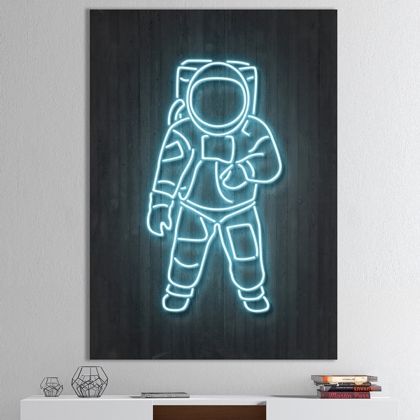 Designart 'Neon Astronaut' Modern & Contemporary Premium Canvas Wall Art. Opens flyout.