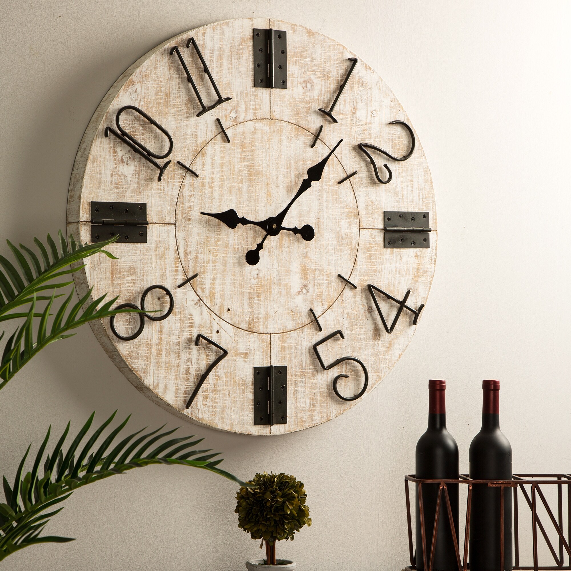 Glitzhome Large Vintage Wooden Wall Clock Big Watch Farmhouse House