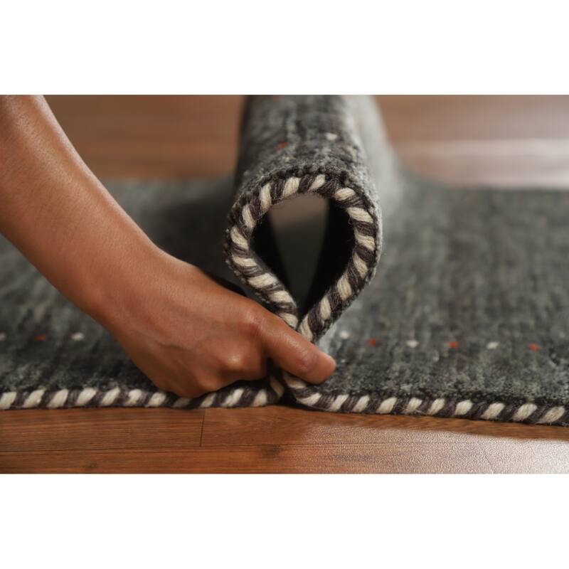 Oriental Grey Tribal Gabbeh Indian Rug Hand-Knotted Wool Carpet - 2'6" x 5'6"