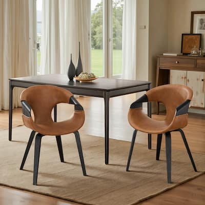 Art Leon Mid-century Modern Faux Leather Bentwood Dining Chair
