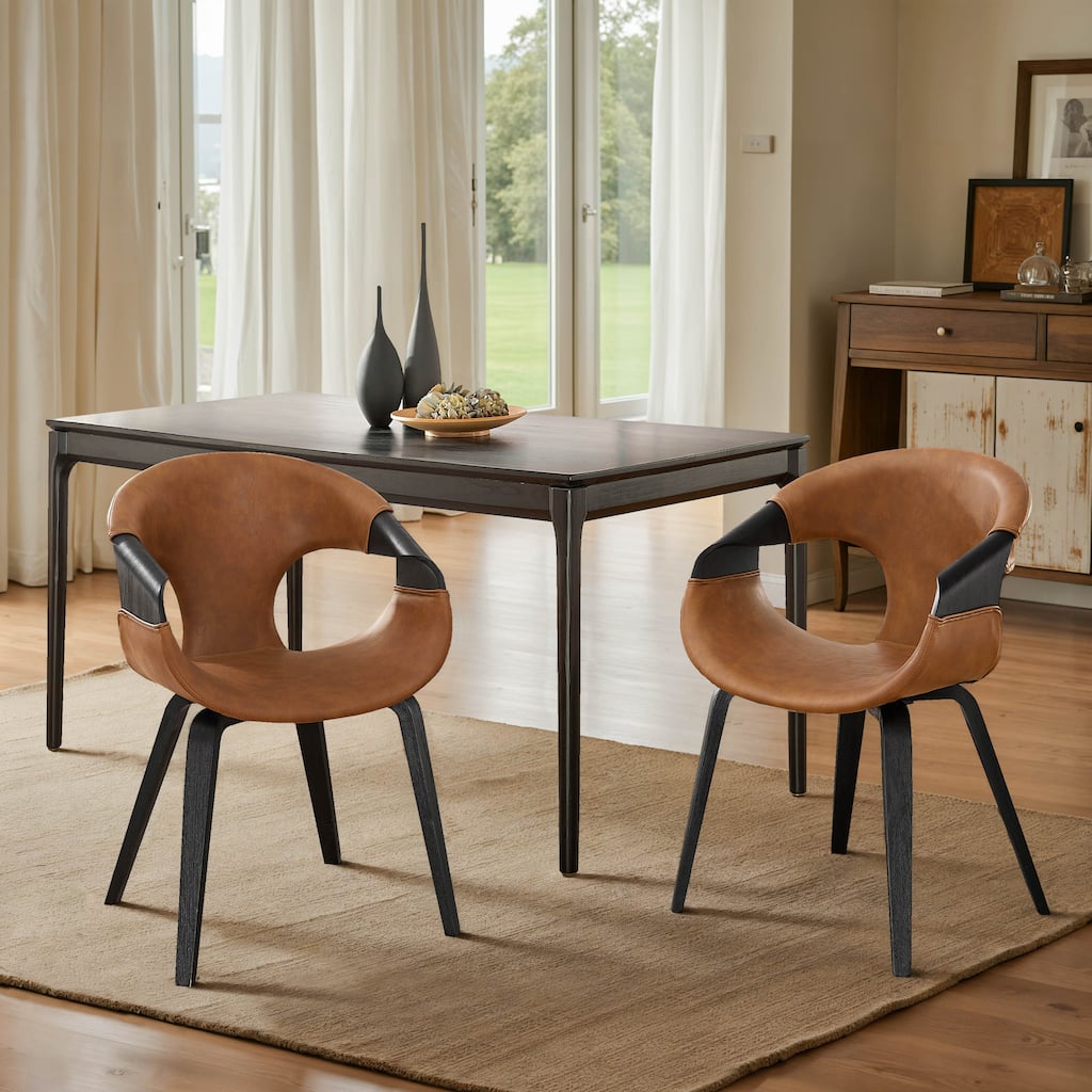 Art Leon Mid-century Modern Faux Leather Bentwood Dining Chair