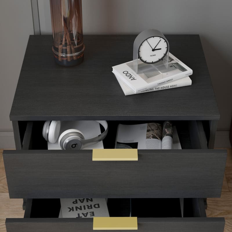 Timechee 17.9'' Tall 2 - Drawer Nightstand Metal Legs(1 Piece)