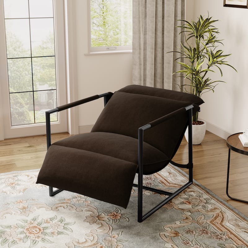 Metal Sling Accent Chair Armchair with Adjustable Headrest