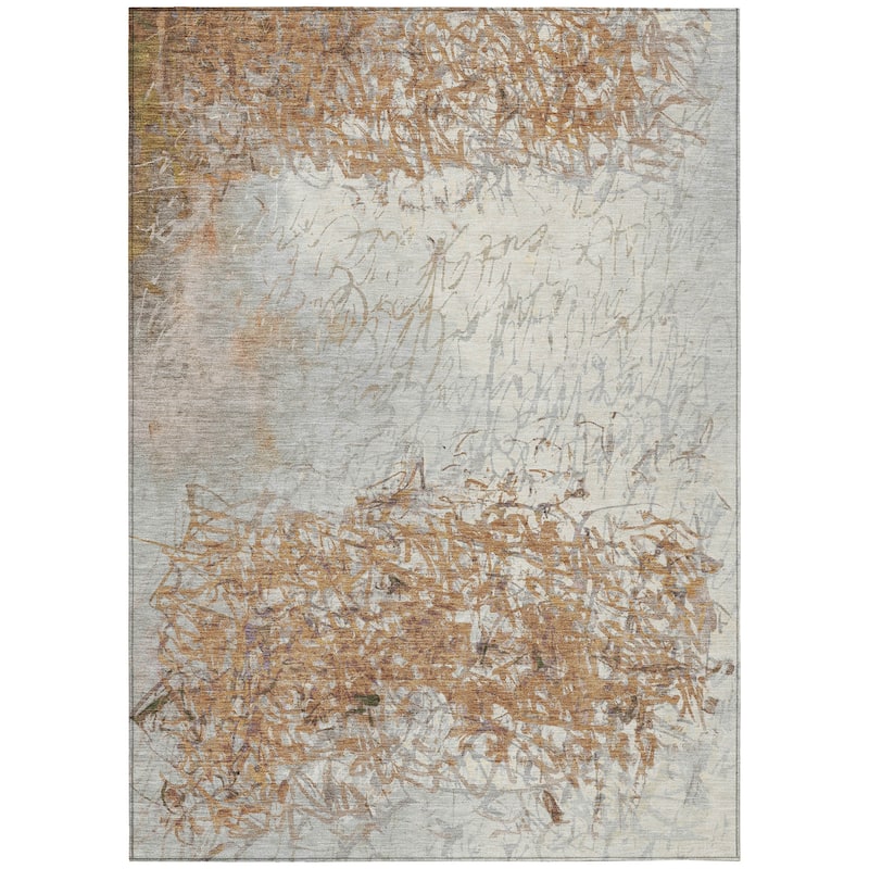 Machine Washable Indoor/ Outdoor Abstract Scribble Chantille Rug