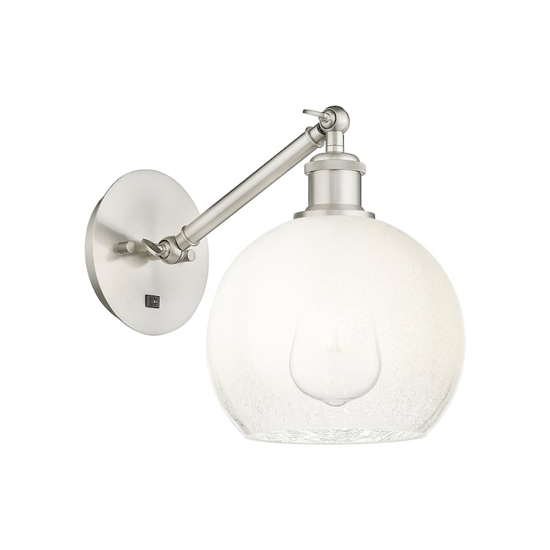 Innovations Lighting 317-1W-11-8 Brookhaven Globe Sconce Brookhaven - Brushed Satin Nickel / Opal