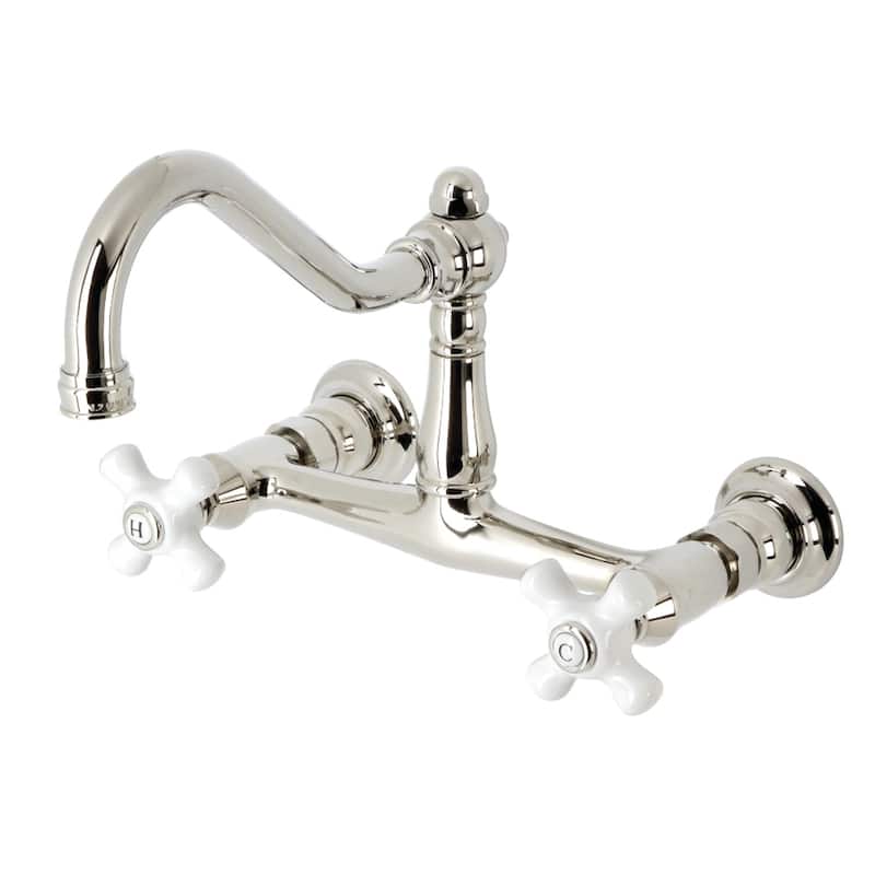 Kingston Brass Vintage Two-Handle 2-Hole Wall Mount Bathroom Faucet