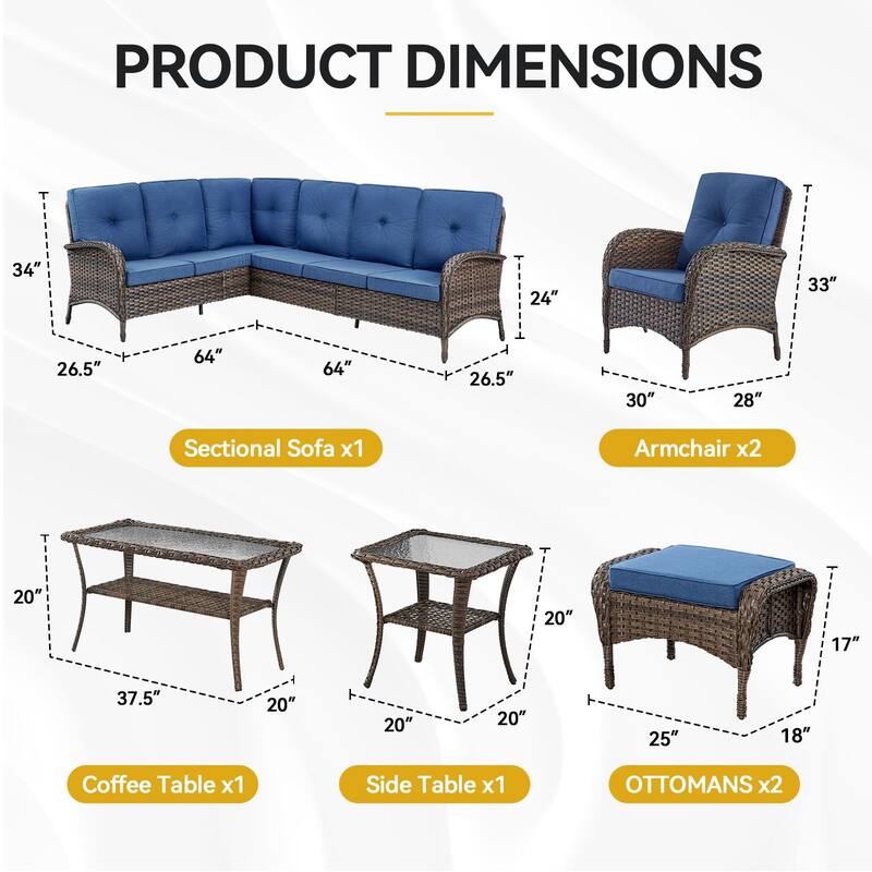 Outdoor Sectional Sofa with Chair Funiture Set