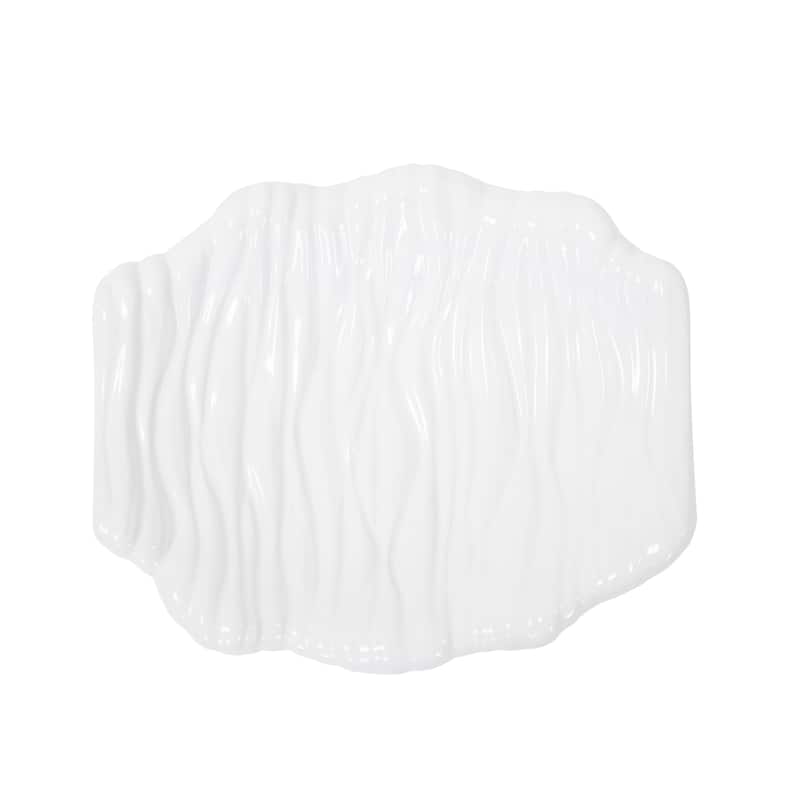 Allan Andrews Hand Finished Glossy White Ceramic Flowing Wave Tray - Glossy White - 13"W x 11.25"D