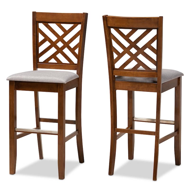Jason Modern and Contemporary 2-Piece Bar Stool Set - Grey/Walnut