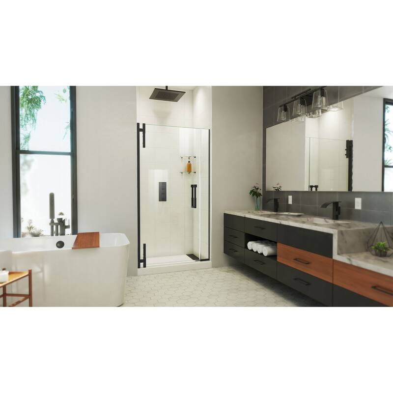 DreamLine Ascend 38-39 in. W x 72 in. H Frameless Pivot Shower Door in Satin Black