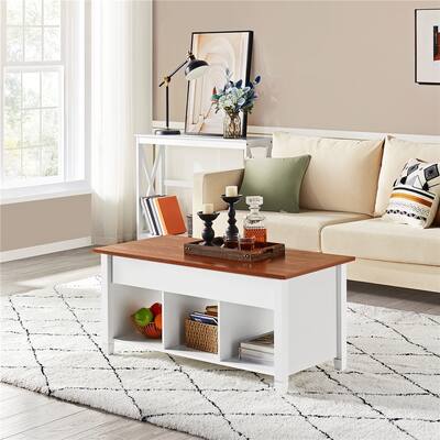 Yaheetech 41inch Lift Top Coffee Table with Solid Wood Table Legs