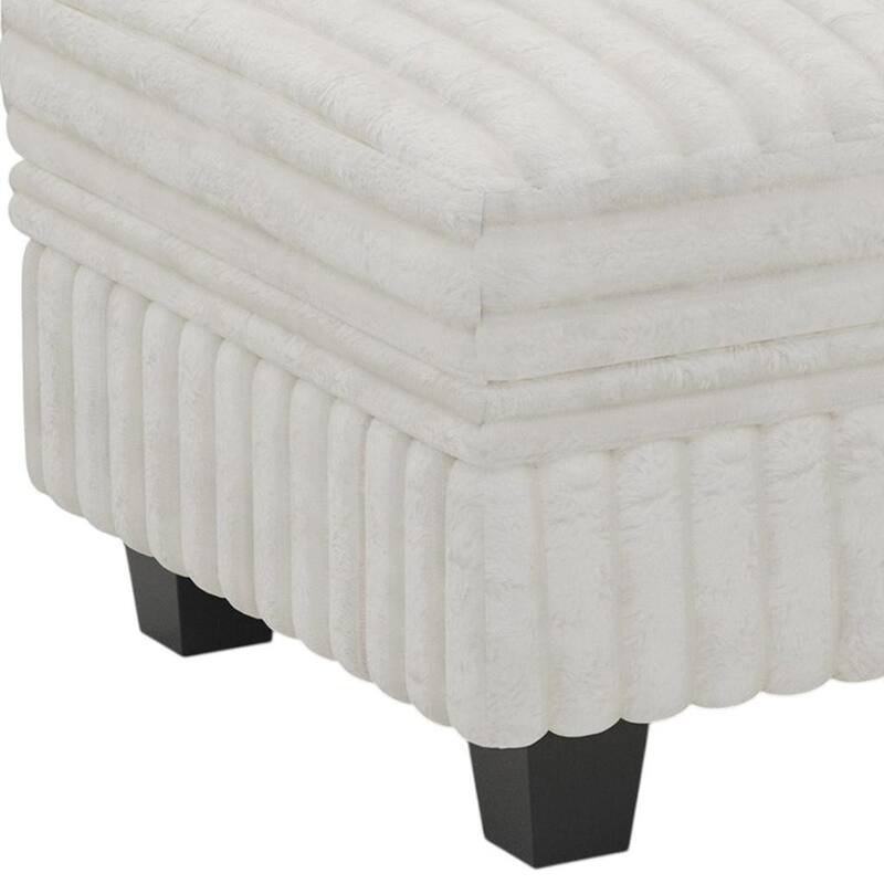 HomeRoots 30" Brown and Black Faux Fur Storage Ottoman