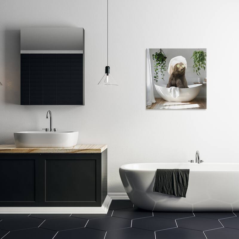 Stupell Bear in Refreshing Spa Bath Canvas Wall Art Design By CAD Designs