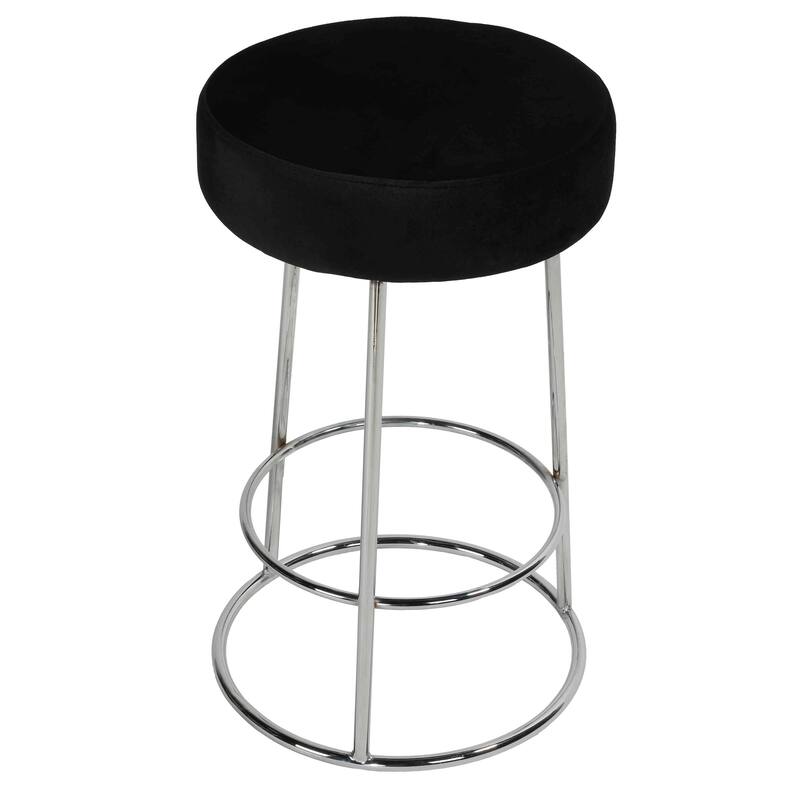 Cortesi Home Bodiam Counterstool in Black Velvet, with Chrome, 24"