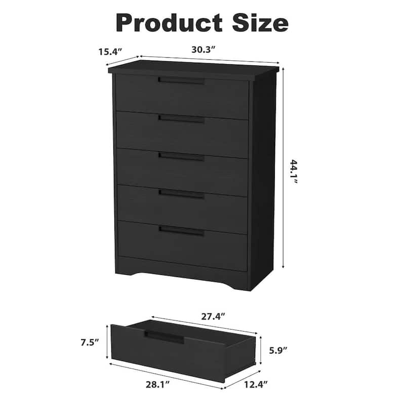 4/5 Drawer Dresser for Bedroom,Wooden Dresser Chest of Drawers with Embedded Handles