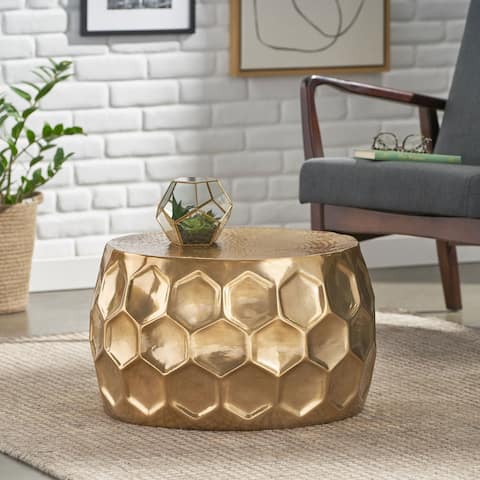 Klein Modern Glam Handcrafted Aluminum Honeycomb Coffee Table by Christopher Knight Home - 24.00" L x 24.00" W x 14.00" H