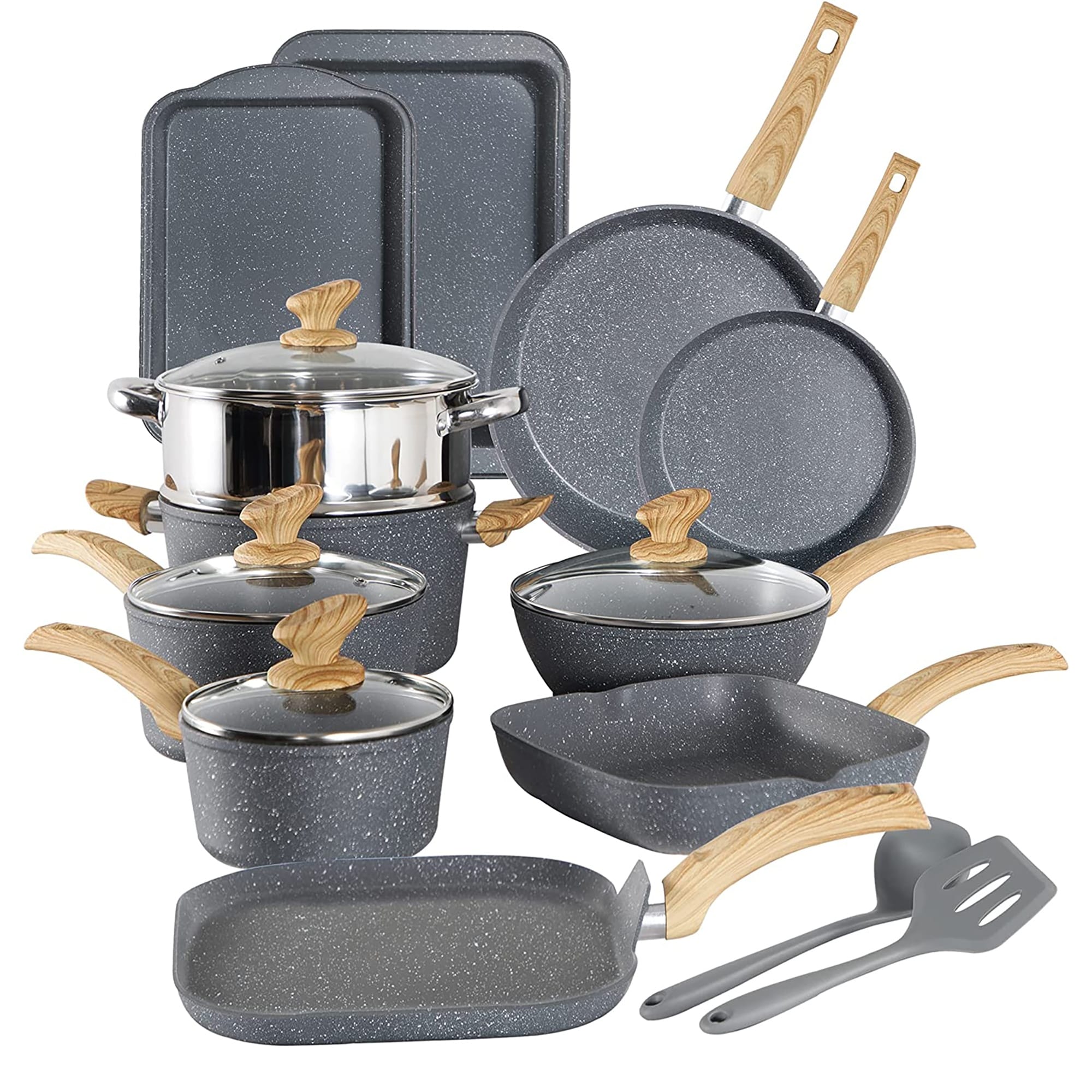 Granite Kitchen Cookware Sets,Cookware Set-13 PCS Stackable Pots