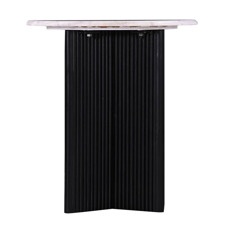 Luxurious Round Mable Topped Pedestal Side/End Table, Living Room Accent Table, /