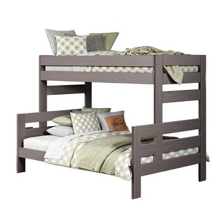 Damie Twin/Full Bunk Bed with Ladder, Brazilian Pine, Gray Solid Wood