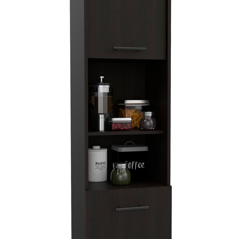 Sheffield 2-Door Pantry Cabinet, with Two 2-Cabinet Spaces and Two Open Shelves