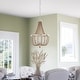 preview thumbnail 3 of 4, Mindy Brushed Steel 3 Lt Wood Bead Chandelier
