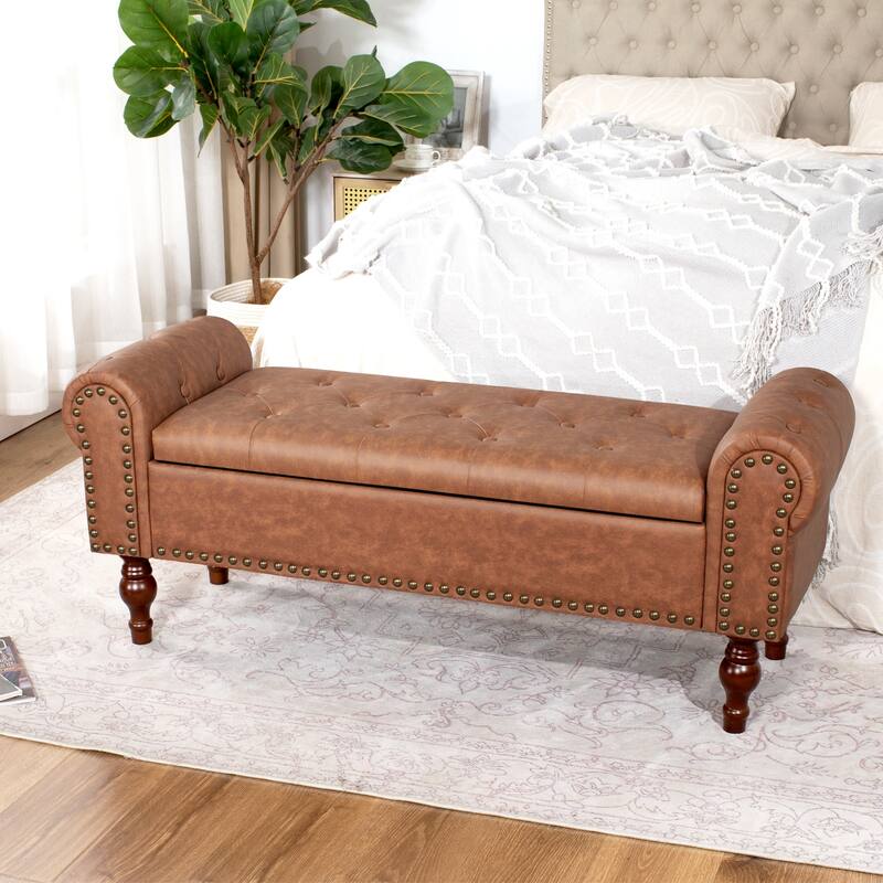 Adeco Storage Ottoman Bench for Bedroom
