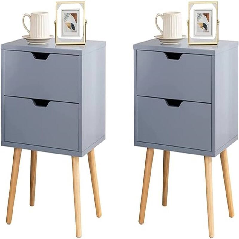 Nightstand with Storage Drawer Set of 2 - Grey