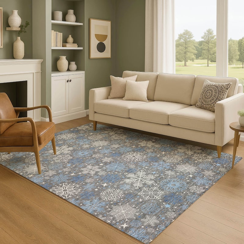 Premium Washable Super Soft Winter Snowflake Mayfield Rug - Gray - 2'6" x 3'10"