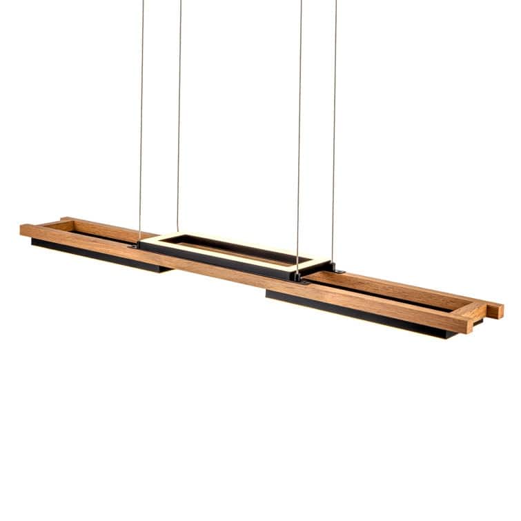 3/5-Light Integrated LED Linear Wood Chandelier Kitchen Island Pendant Light