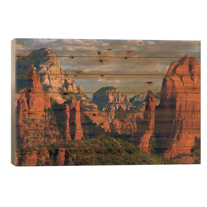 Mountains, Red Rock-Secret Mountain Wilderness, Arizona I Print On Wood by Tim Fitzharris - Multi-Color - 18x26x1.5