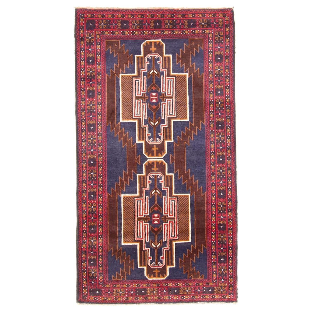 ECARPETGALLERY Hand-knotted Teimani Dark Navy Wool Rug - 2'9 x 5'1