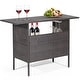preview thumbnail 10 of 8, Costway Patio Rattan Wicker Bar Height Counter Table Storage Shelf