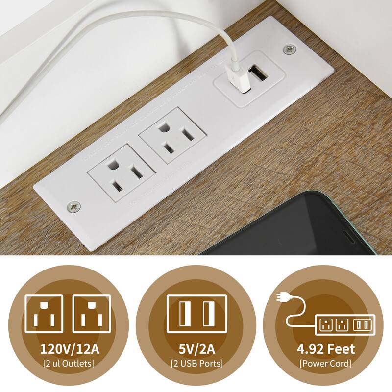 Baker's Rack Coffee Bar Microwave Stand Rustic With Power