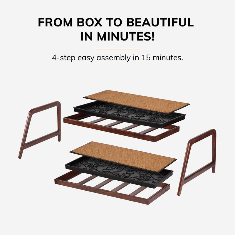 Jani Double-Tier Brown Stand 3-Pair Rubber Boot Trays