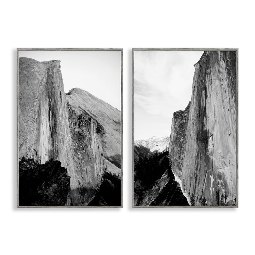 Stupell Monochrome Yosemite Cliffs Framed Giclee Art Design By Gemma Bardot (Set of 2)