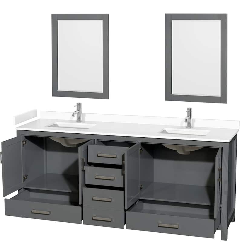 Wyndham Collection Sheffield 80" Double Bathroom Vanity, Carrara