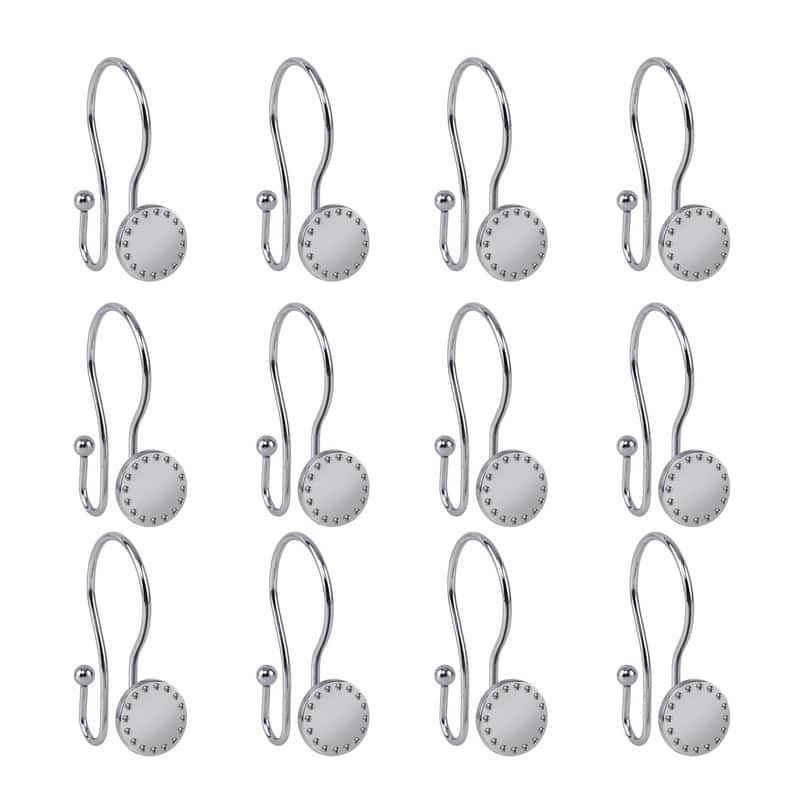 Utopia Alley Shower Hooks, Double Shower Curtain Hooks for Bathroom, Crystal Design, Set of 12