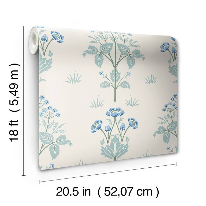Meadow Sweet Chalk and Wedgwood Peel and Stick Wallpaper