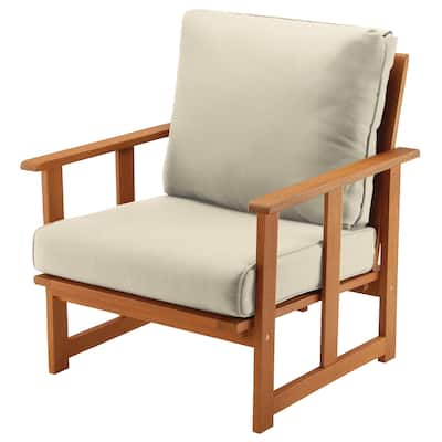 Eucalyptus Grandis Wood Cushioned Club Chair, Beige by National Tree Company - 31 in