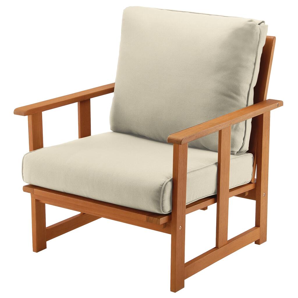 Eucalyptus Grandis Wood Cushioned Club Chair, Beige by National Tree Company - 31 in