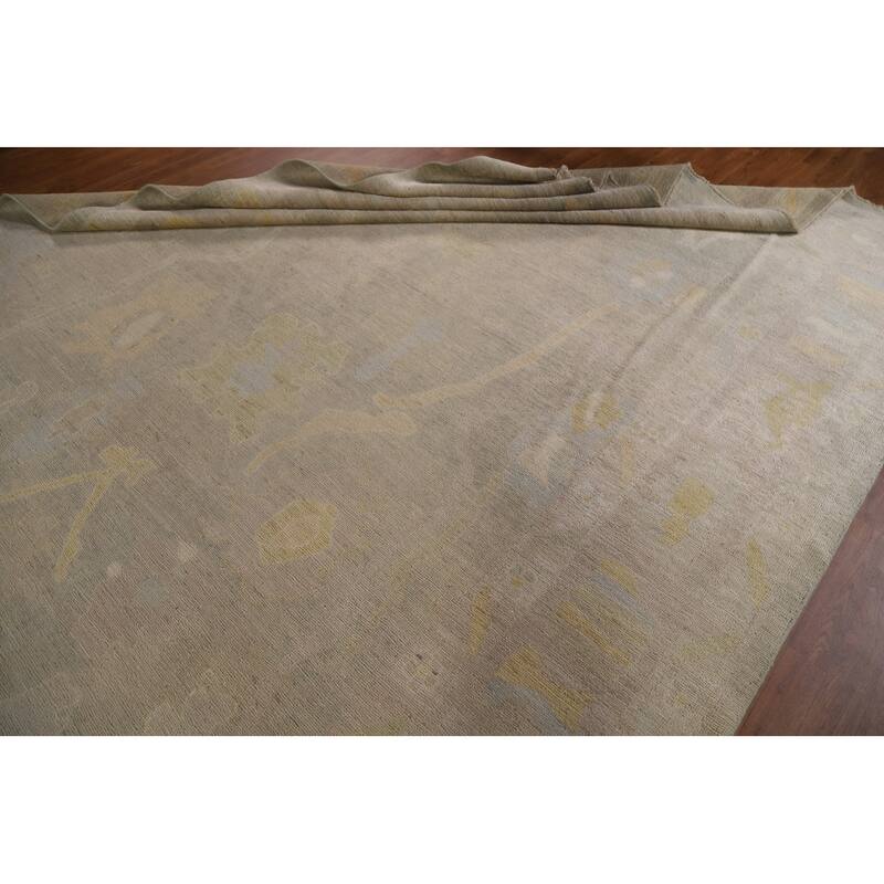 Geometric Oushak Turkish Area Rug Hand-knotted Wool Carpet - 8'10"x 11'9"