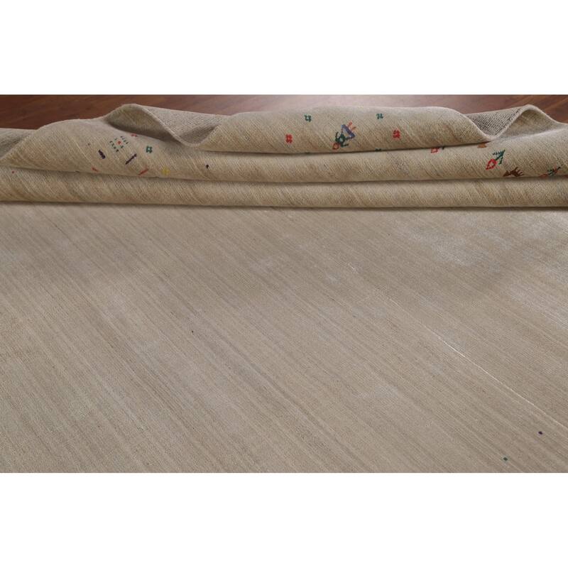Gabbeh Area Rug Hand-Knotted Tribal Wool Carpet - 7'10" x 9'10"