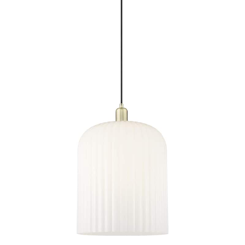 Innovations Lighting 716-1P-18-12 Bridal Veil Pendant Bridal Veil 12" - Antique Brass / Gloss White