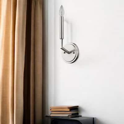 Minimalist Silver Flush Mount Wall Sconce with Swing Arm and Hardwired Dimmable Option - 10.5" H x 5" W x 4" D