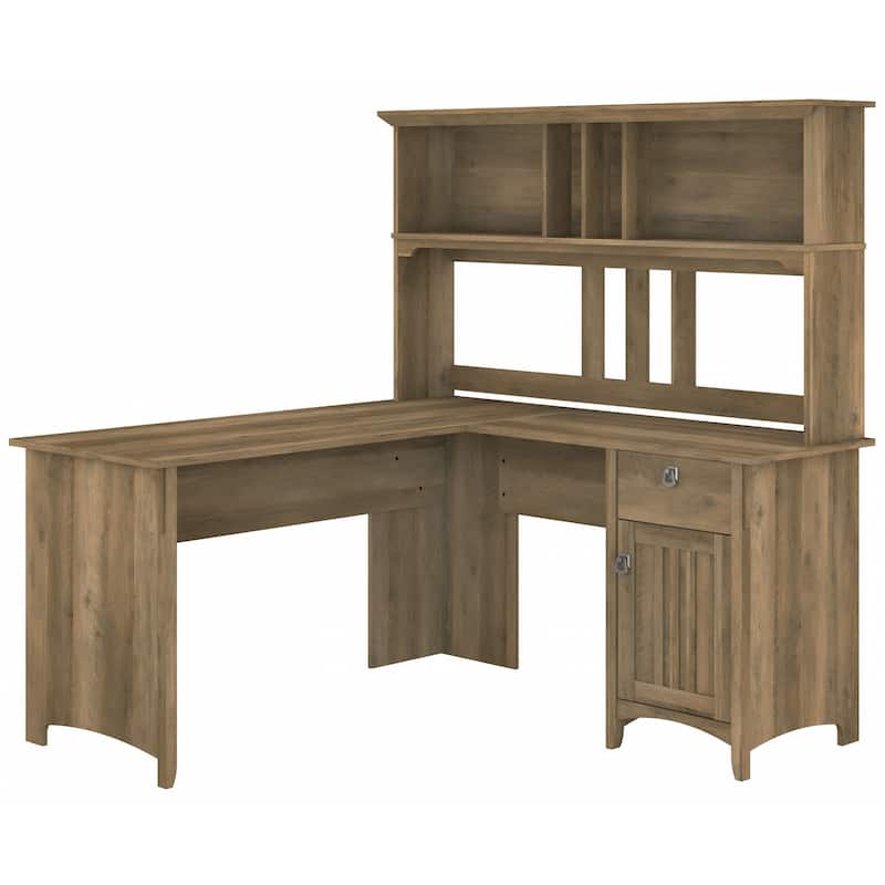 Bush Furniture Salinas 60W L Shaped Desk with Storage Hutch