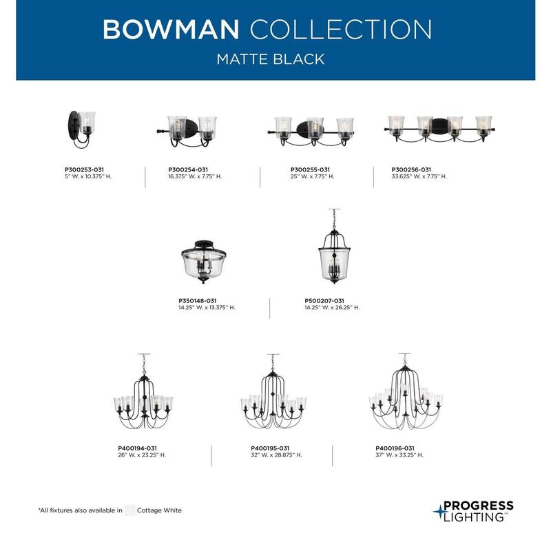 Bowman Collection Four-Light Black Vanity - 7.75"H